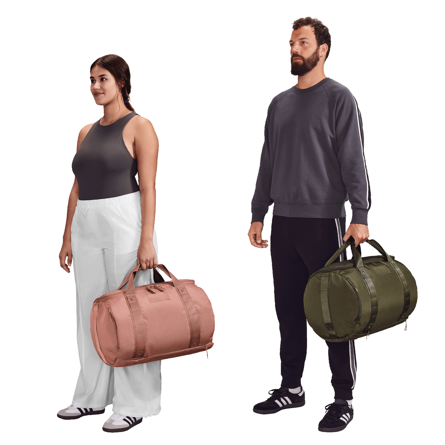 Model Left: Luma is 5’10”, Model Right: Phil is 6’3”