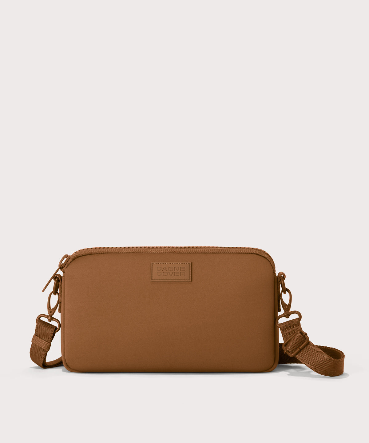 Nora shoulder bag in a saturated, warm medium-brown with burnt orange undertones